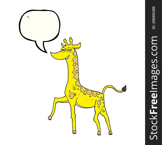 freehand drawn comic book speech bubble cartoon giraffe