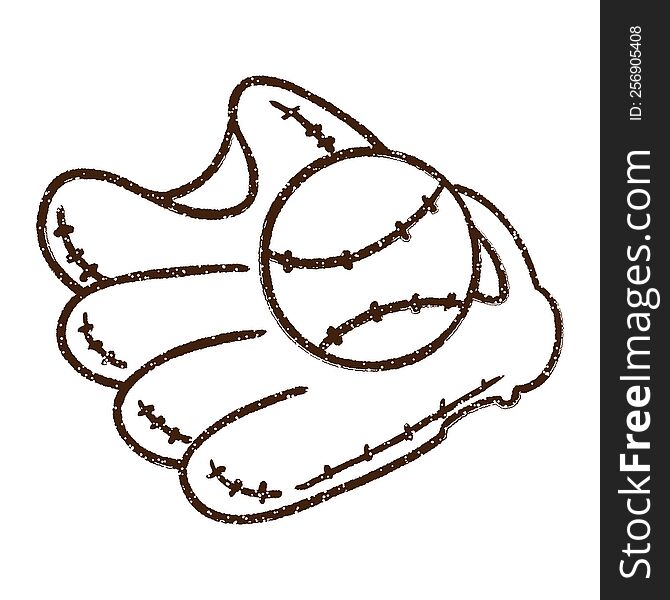 Baseball Mitt Charcoal Drawing
