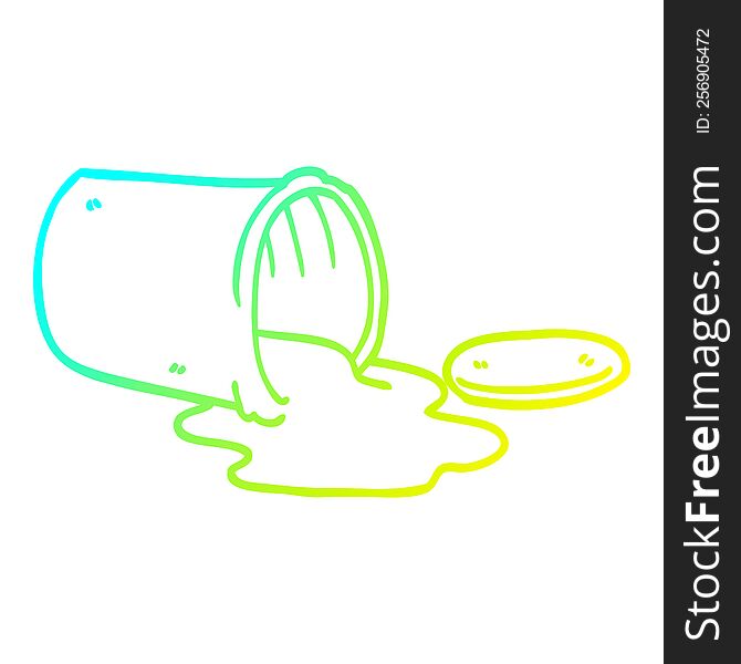 cold gradient line drawing of a cartoon spilt paint