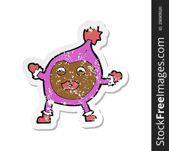 Retro Distressed Sticker Of A Cartoon Funny Creature