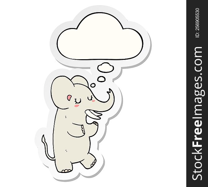 Cartoon Elephant And Thought Bubble As A Printed Sticker
