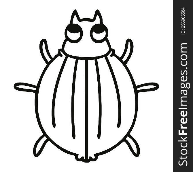 line drawing quirky cartoon beetle. line drawing quirky cartoon beetle