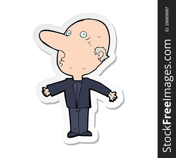 sticker of a cartoon confused middle aged man