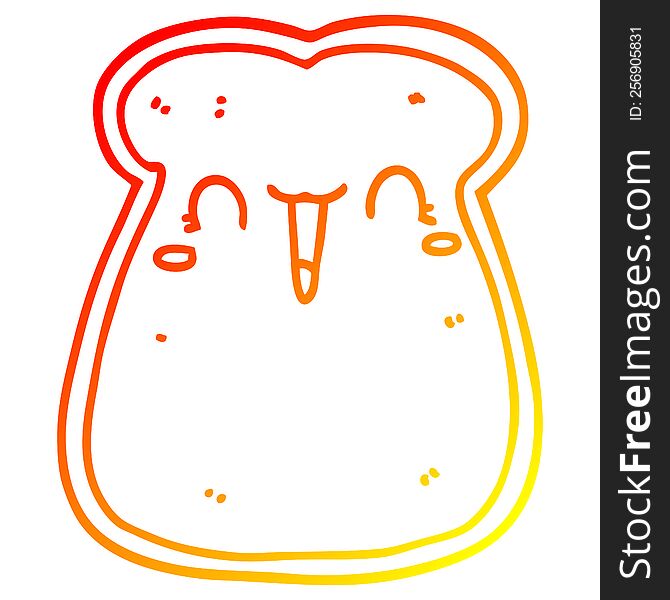 warm gradient line drawing of a cute cartoon slice of toast
