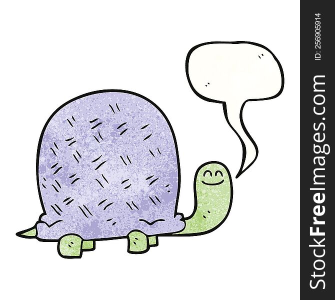 freehand speech bubble textured cartoon turtle