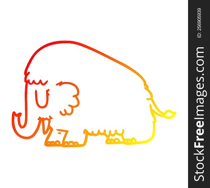 Warm Gradient Line Drawing Cartoon Mammoth