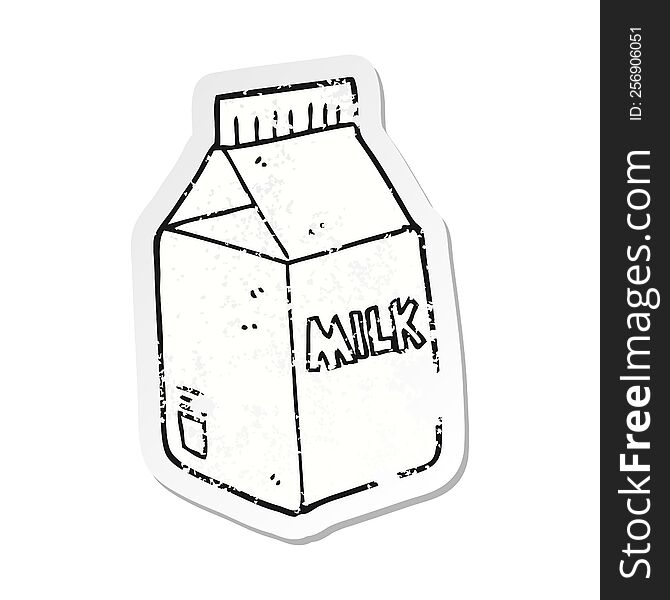 retro distressed sticker of a cartoon milk carton