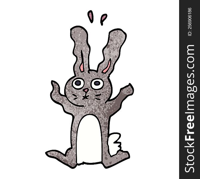 cartoon doodle frightened bunny