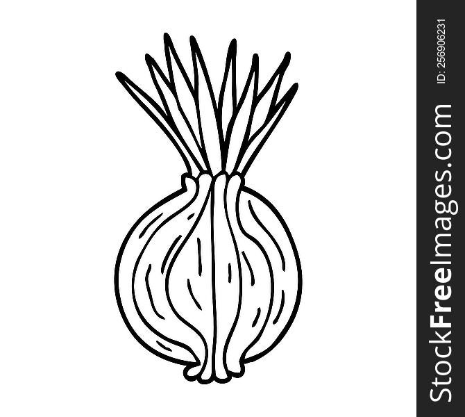 line drawing cartoon sprouting onion