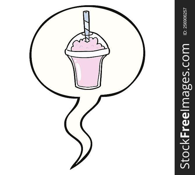 cartoon smoothie with speech bubble. cartoon smoothie with speech bubble