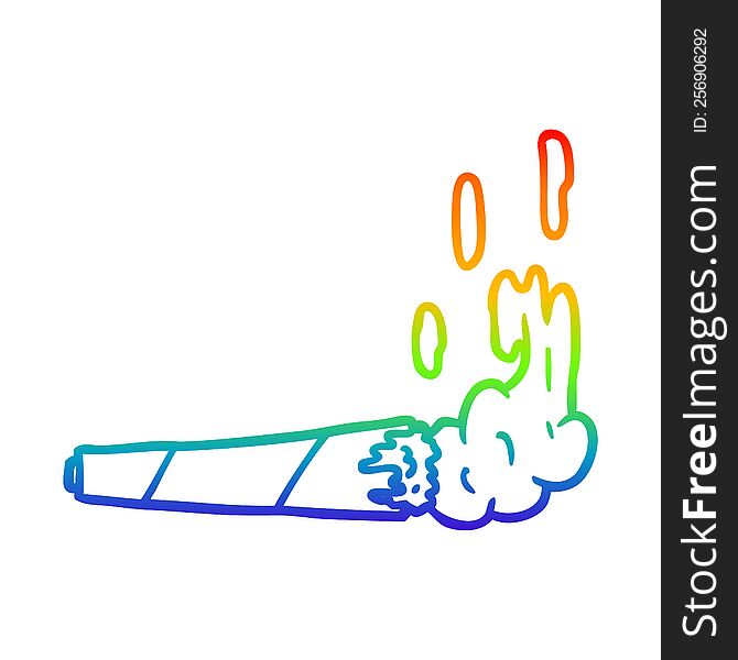 rainbow gradient line drawing of a marijuana joint