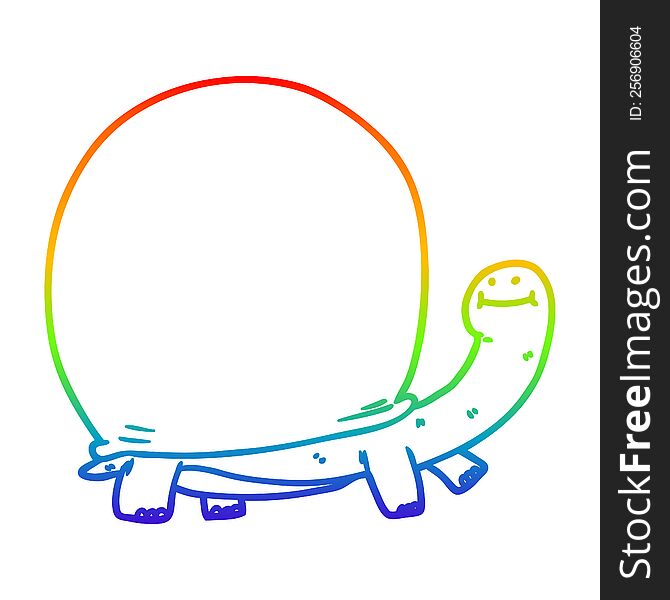 Rainbow Gradient Line Drawing Cartoon Tortoise