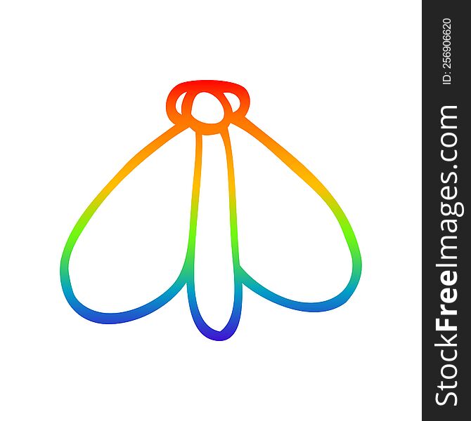 rainbow gradient line drawing of a cartoon still moth