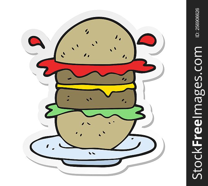 sticker of a cartoon burger