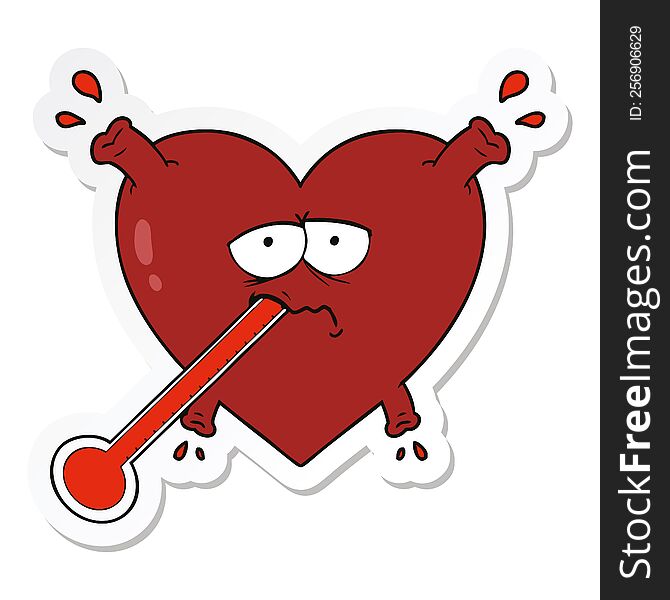 sticker of a cartoon unhealthy heart