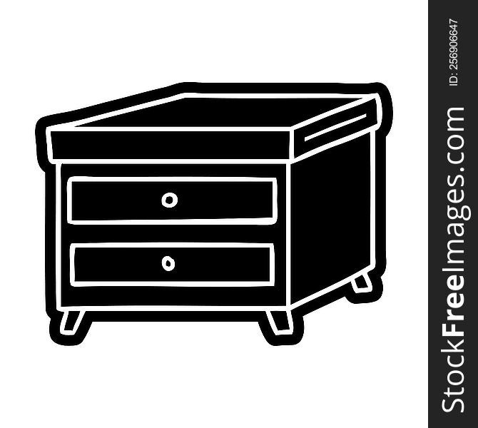 cartoon icon drawing of a bedside table