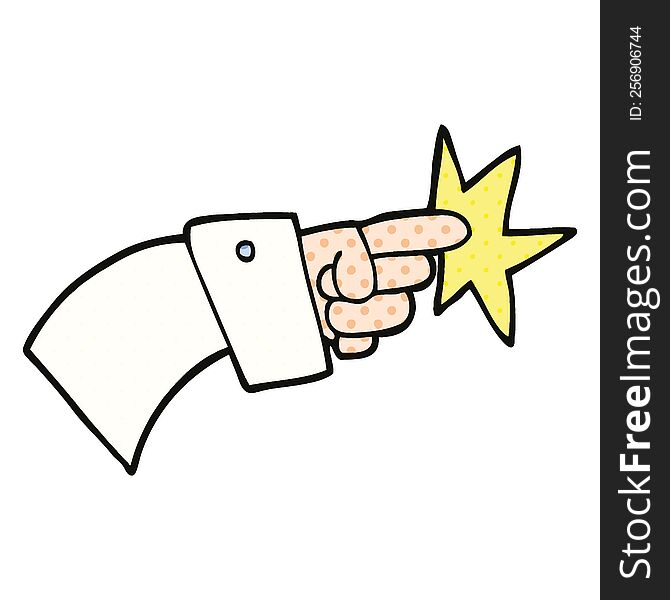 comic book style cartoon pointing hand icon