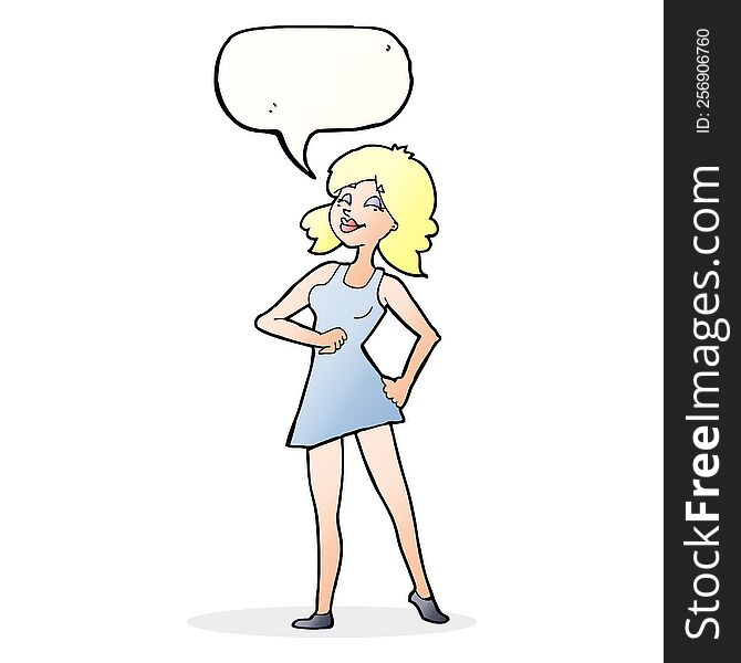 Cartoon Proud Woman With Speech Bubble