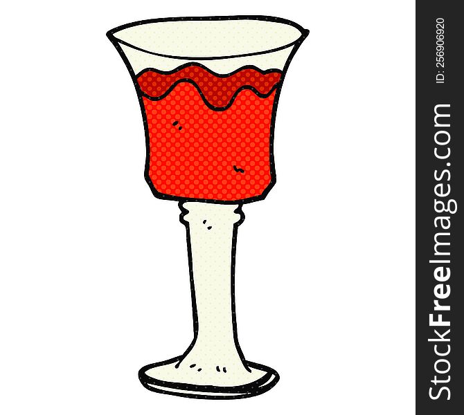 freehand drawn cartoon goblet of wine