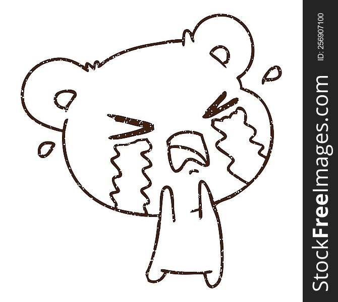 Crying Bear Charcoal Drawing