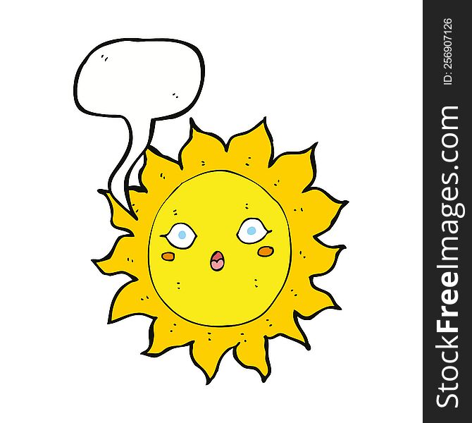cartoon sun with speech bubble