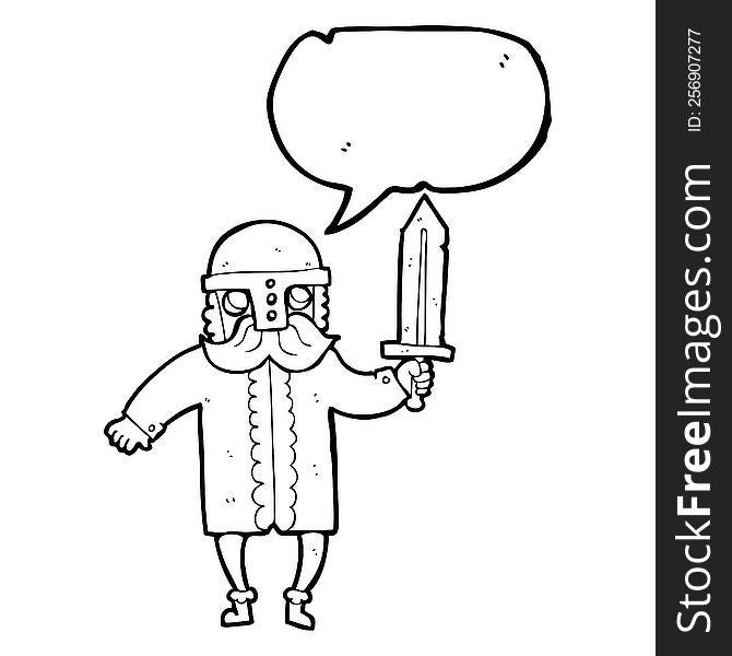 freehand drawn speech bubble cartoon saxon warrior
