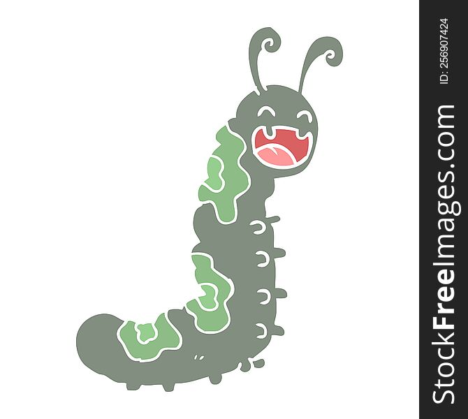 Funny Flat Color Style Cartoon Caterpillar