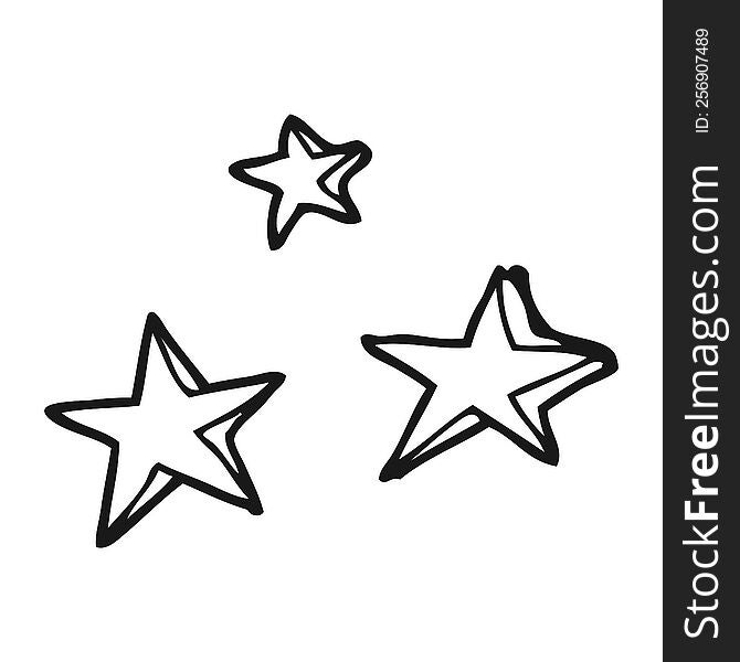 freehand drawn black and white cartoon decorative stars doodle