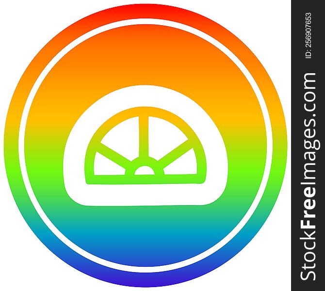 protractor math equipment circular icon with rainbow gradient finish. protractor math equipment circular icon with rainbow gradient finish