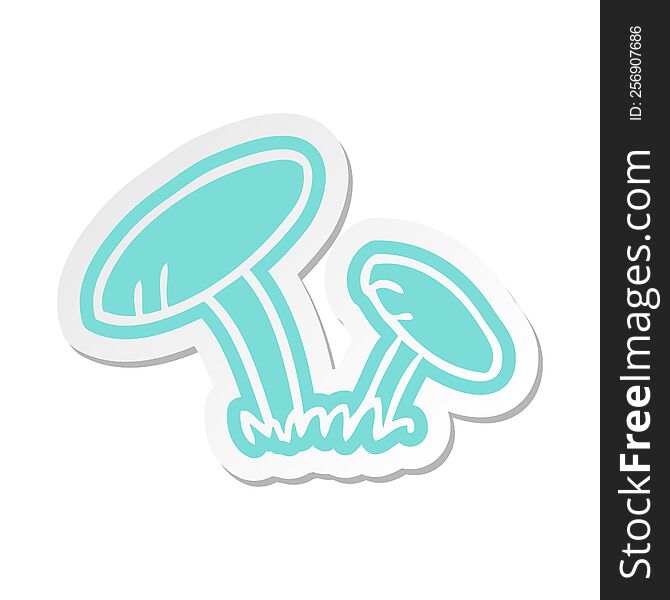 cartoon sticker of some mushrooms