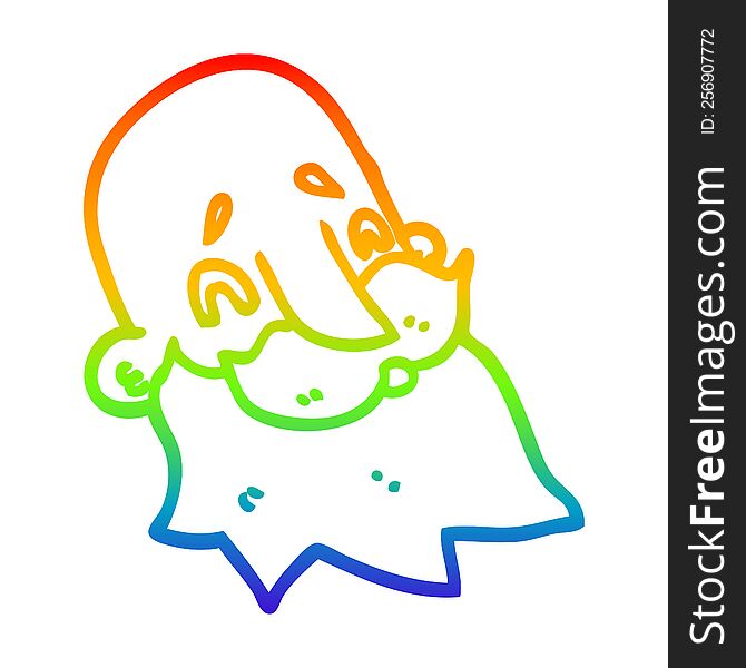rainbow gradient line drawing of a cartoon bearded man