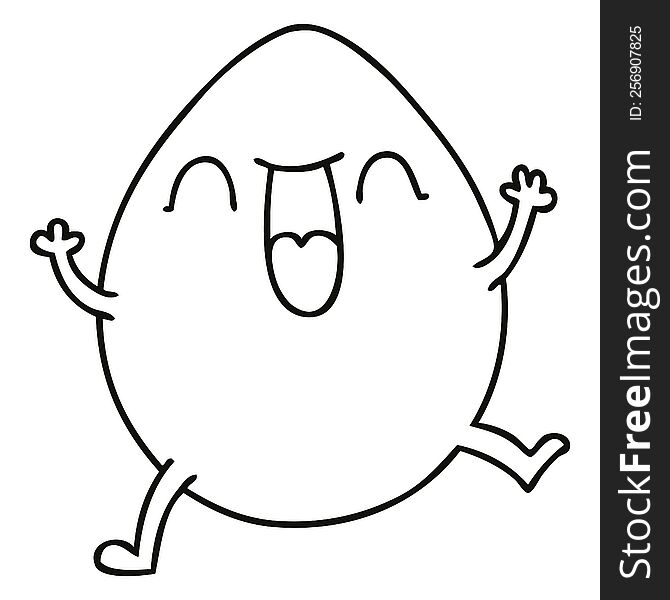 Quirky Line Drawing Cartoon Egg