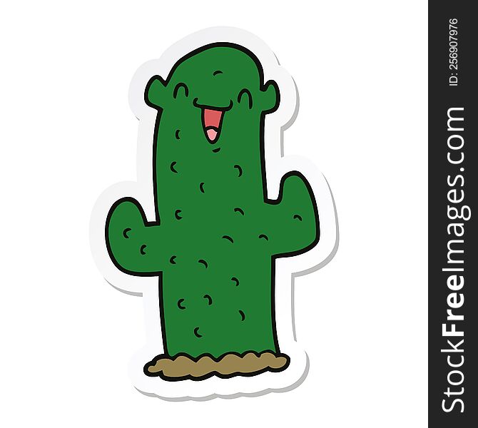 sticker of a cartoon cactus