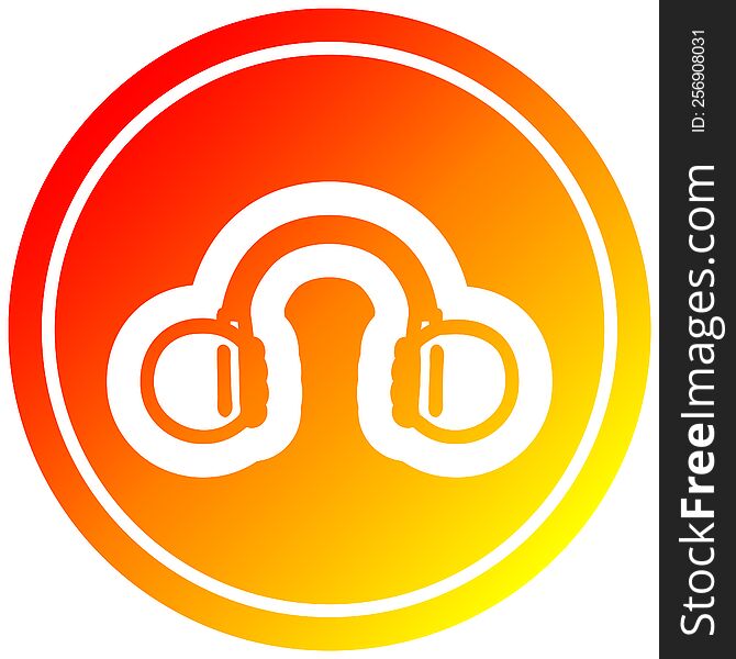 music headphones circular icon with warm gradient finish. music headphones circular icon with warm gradient finish