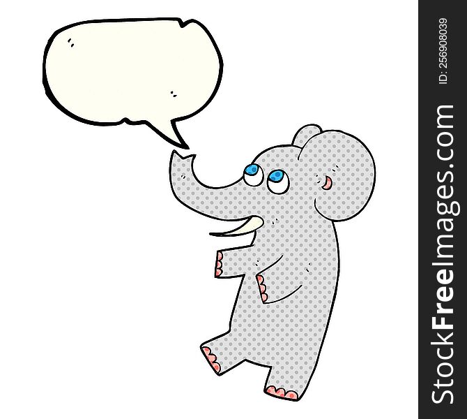 Comic Book Speech Bubble Cartoon Cute Elephant