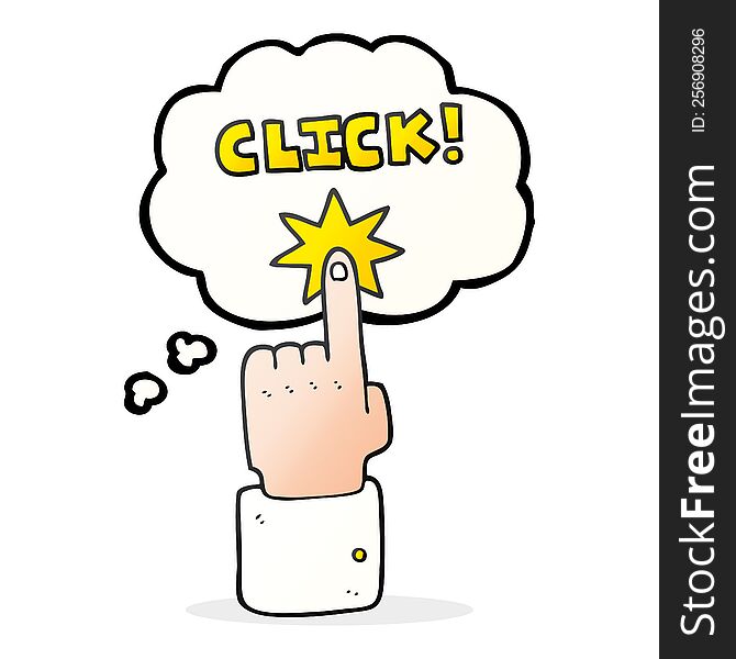 thought bubble cartoon click sign with finger