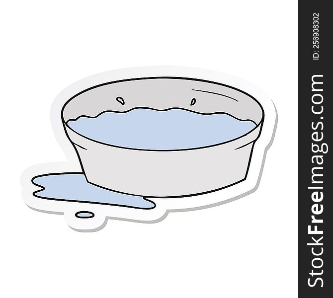sticker of a cartoon dog water bowl