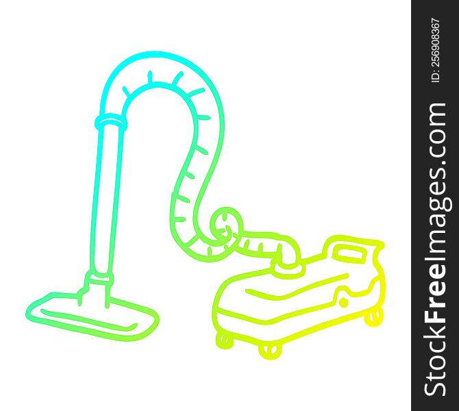 cold gradient line drawing of a cartoon vacuum hoover