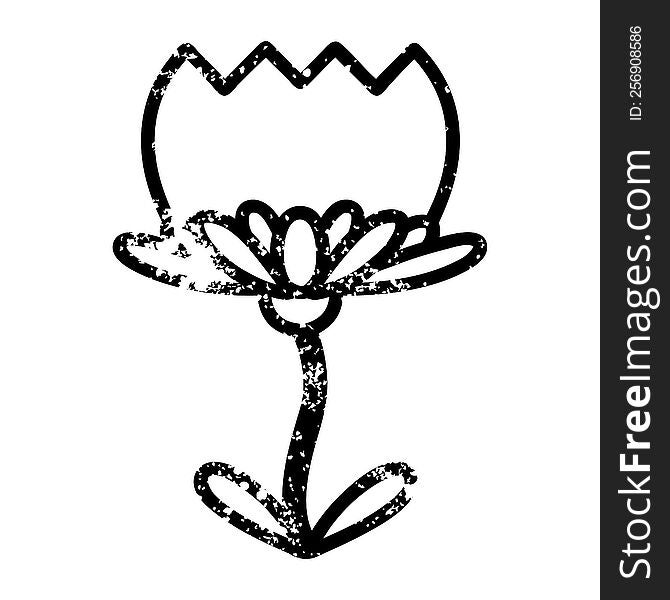 lotus flower distressed icon symbol