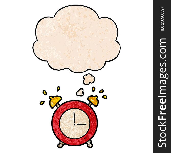 alarm clock with thought bubble in grunge texture style. alarm clock with thought bubble in grunge texture style