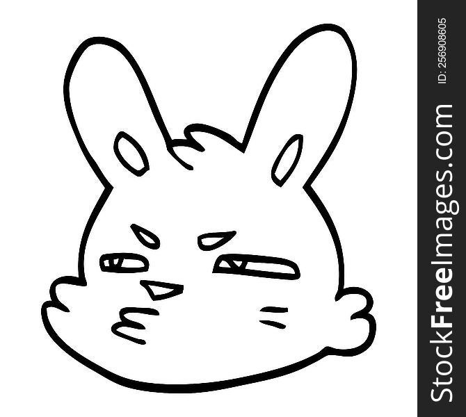 line drawing cartoon moody rabbit