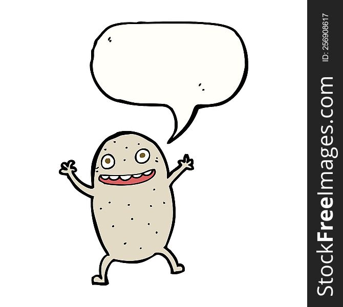 Cartoon Happy Potato With Speech Bubble