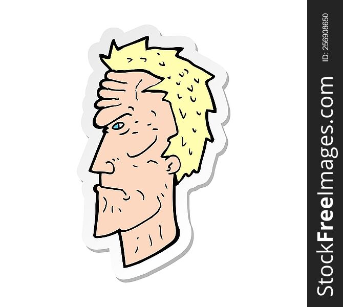 sticker of a cartoon angry face