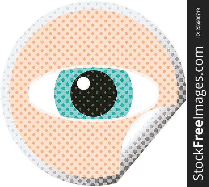 staring eye graphic vector illustration circular sticker. staring eye graphic vector illustration circular sticker
