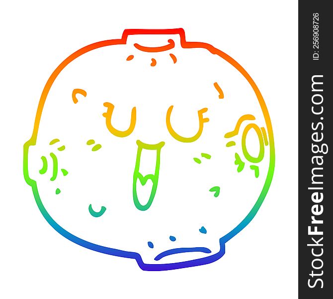 Rainbow Gradient Line Drawing Cartoon Shining Moon