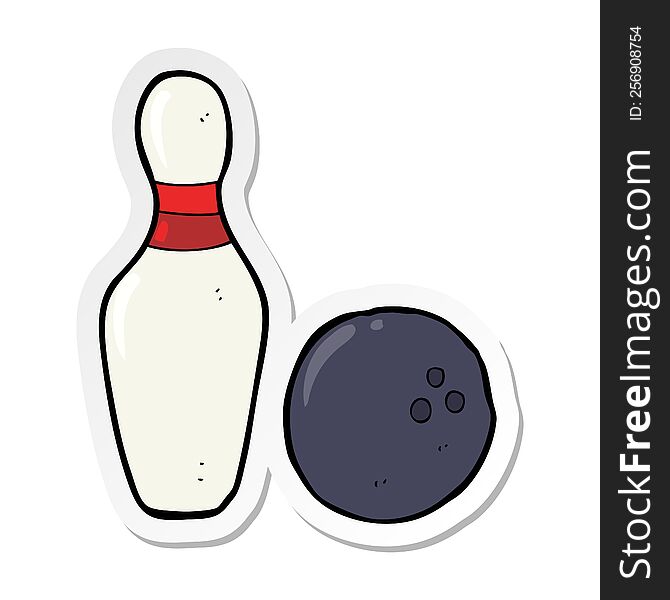 sticker of a ten pin bowling cartoon