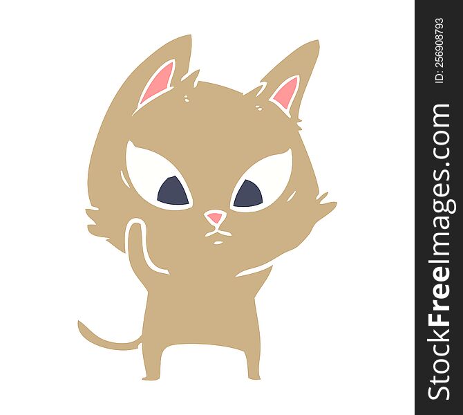 Confused Flat Color Style Cartoon Cat