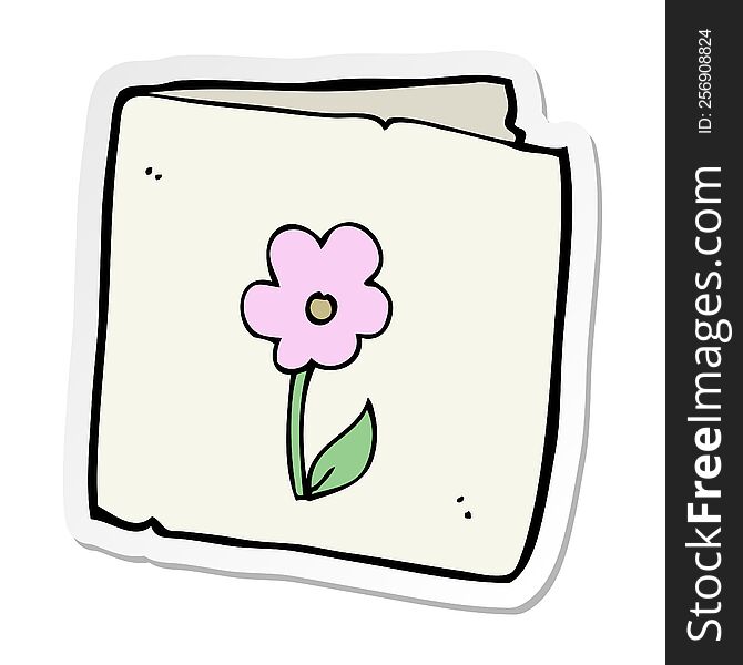 Sticker Of A Cartoon Flower Greeting Card