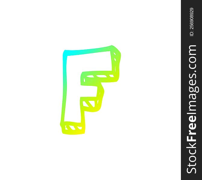 Cold Gradient Line Drawing Cartoon Letter F