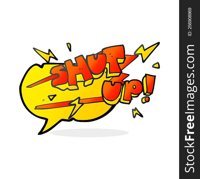 freehand drawn speech bubble cartoon shut up! symbol